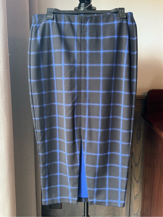 Old Navy Dresses & Skirts - Old Navy Black Midi split pencil Skirt with Blue Windowpane Grid M